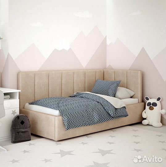 Кровать для детской Мягкая спинка Велюр