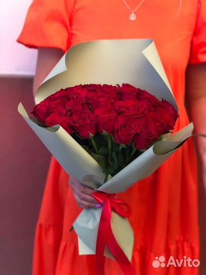 Букет 21 роза красная