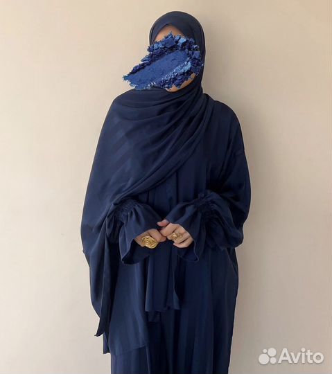 Намазник из ткани шелк в полоску