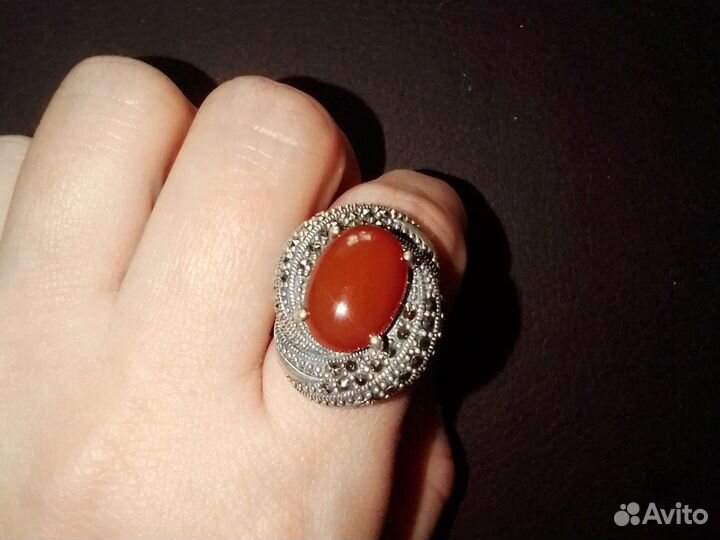 Кольцо серебро / сердолик