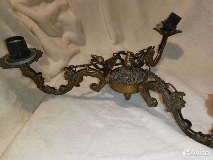 Люстра старинная бронза на три рожка