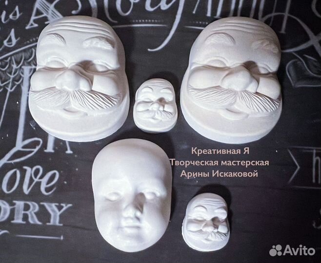 Лица для ватных игрушек. Дед мороз, снегурочка
