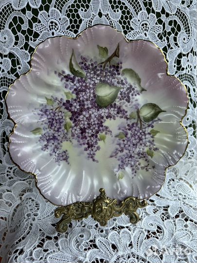 Антикварная тарелка Сирень ручная роспись