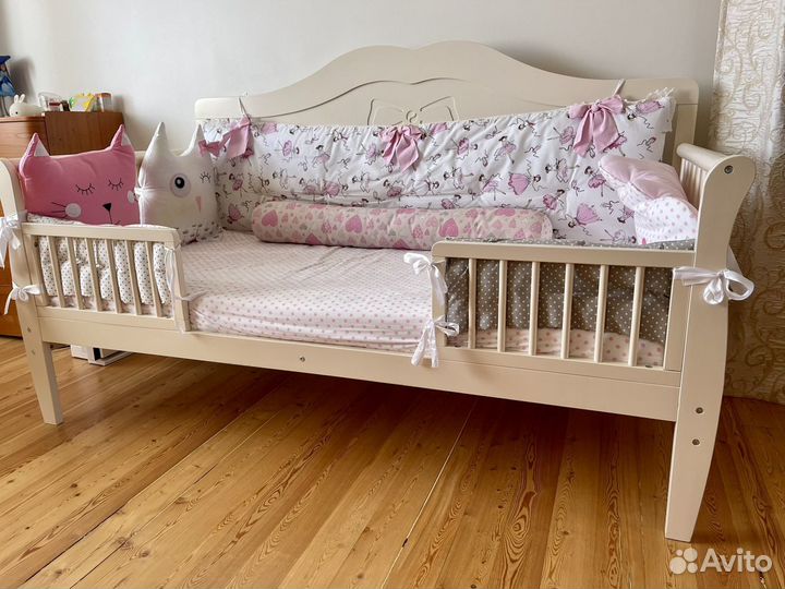 Детская кровать 80 160 с мягким бортиком