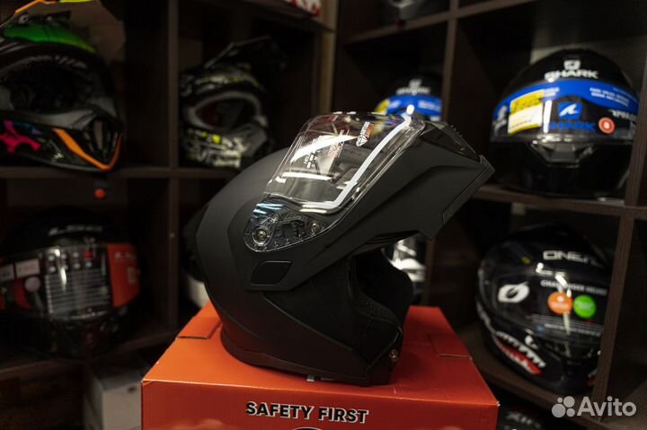 Шлем модуляр мото /снегоходный AiM черный