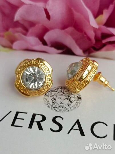 Серьги Versace с крупным кубическим цирконом