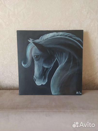 Картина масло/холст Грустная лошадь