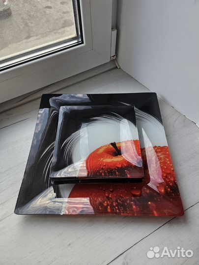 Тарелки стеклянные квадратные