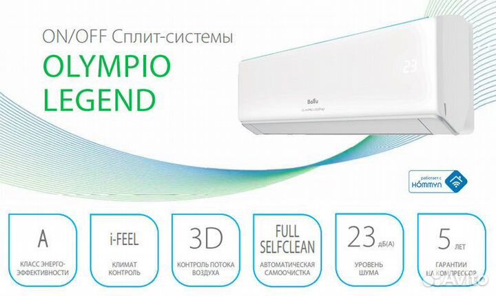 Кондиционеры Ballu Olympio legend NEW 2023 BSW-07H