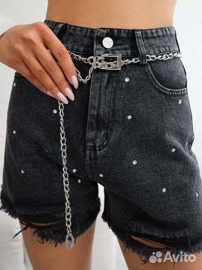 Шорты джинсовые со стразами