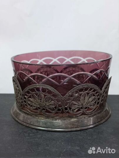 Конфетница цветное стекло СССР