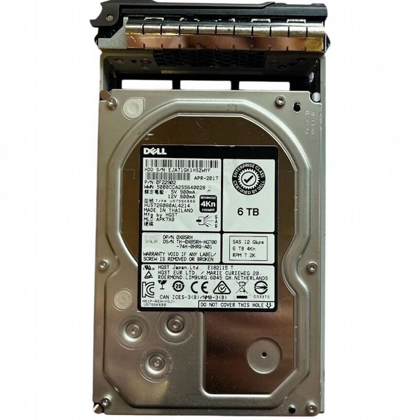 [X85RH] Жесткий Диск Dell 6tb Sas 3.5" Hdd X85rh