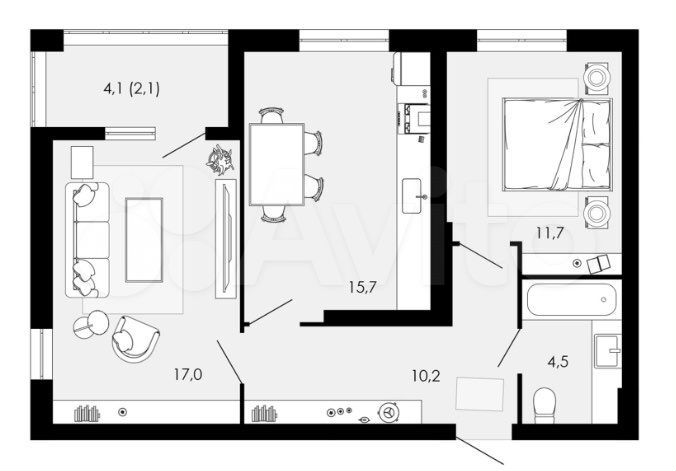 2-к. квартира, 61,9 м², 3/4 эт.