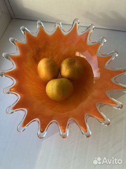 Фруктовница ваза конфетница гутное стекло СССР