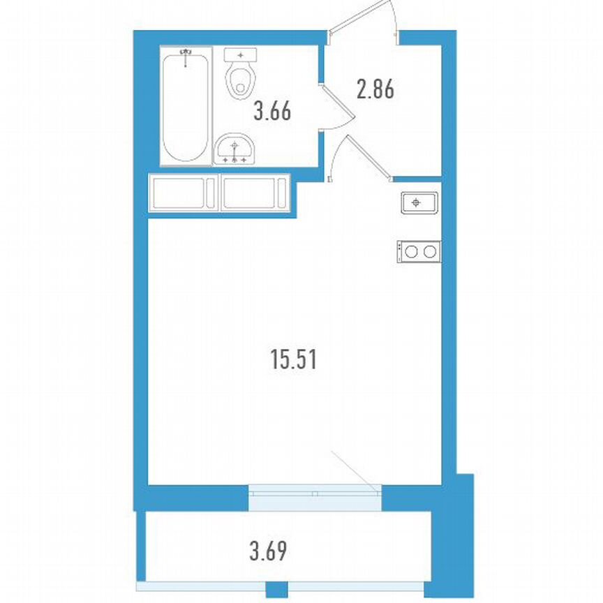 Квартира-студия, 23 м², 6/25 эт.