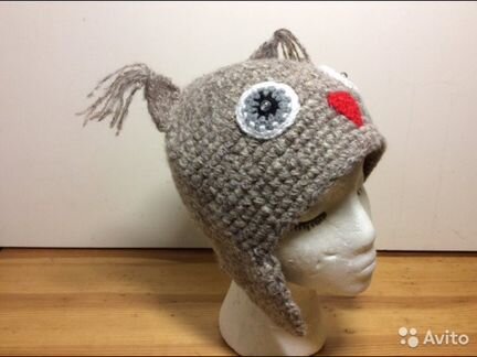 Модная ушанка с совой на осень, р-р 55-57, арт 313