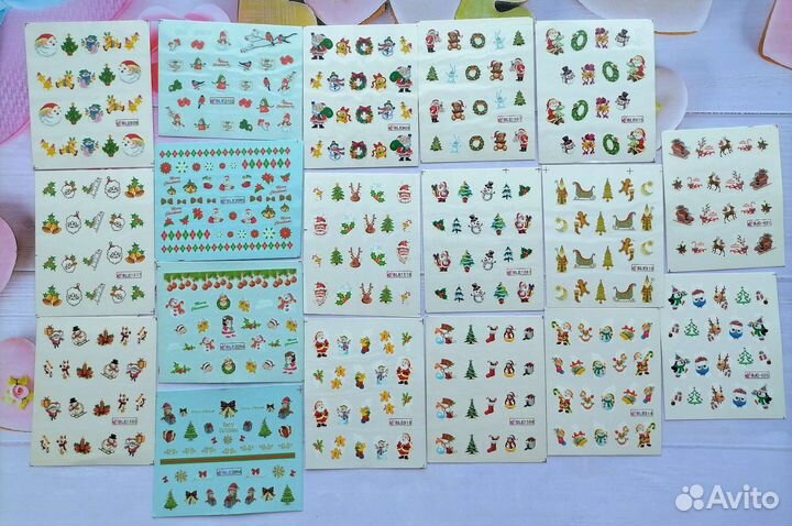 Новогодние наклейки (слайдеры) для ногтей