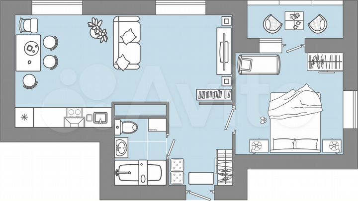 1-к. квартира, 45 м², 9/9 эт.