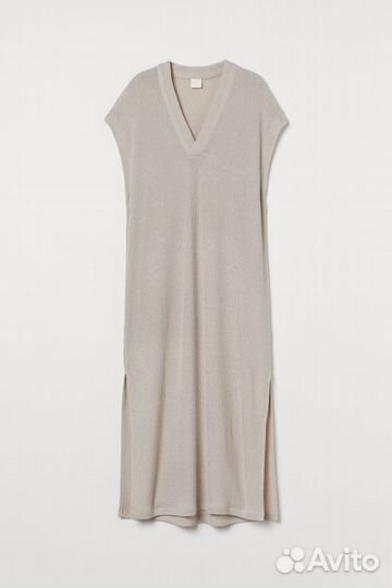 Вязаное платье туника hm L (46-48) бежевое