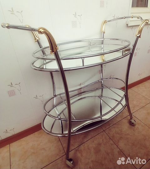Тележка сервировочная на колёсиках с зеркалами