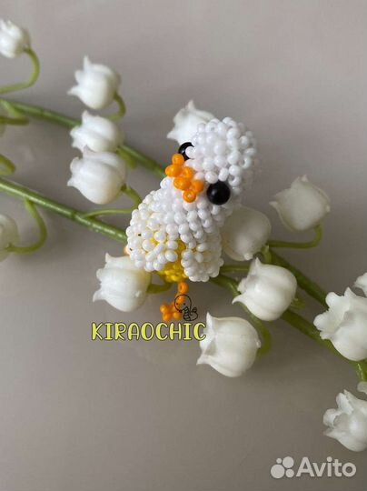 Утка-банан амигуруми из бисера (брелок)