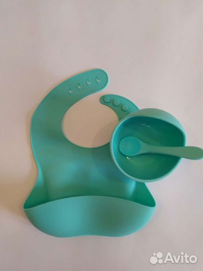 Нагрудник силиконовый тарелка ложка