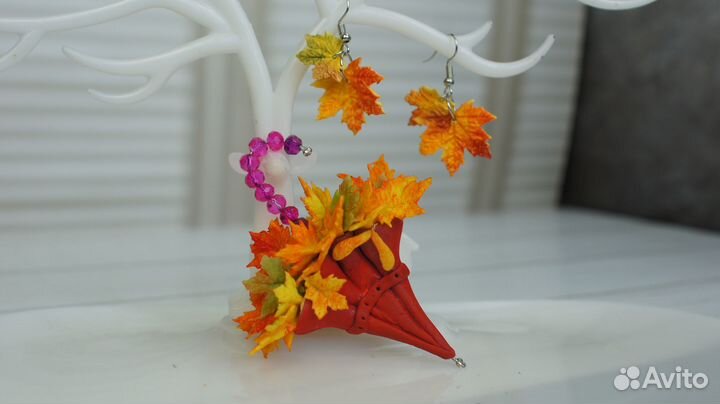 Серьги Лист Кленовый