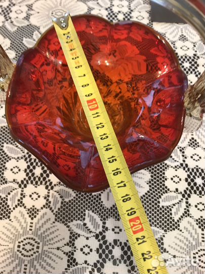 Ваза конфетница цветное стекло СССР