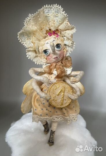 Ватная елочная игрушка ручная работа