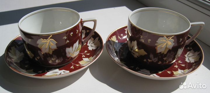 Чайная пара фарфор Кленовый лист Вербилки