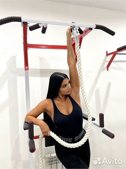 Турник 4в1 с упором отжиманий белый с красным 220