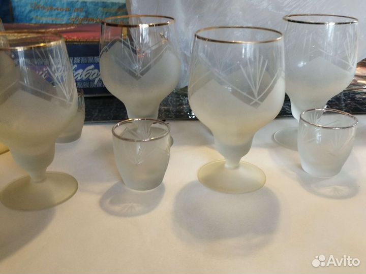 Стеклянный набор из 6 фужеров и 6 рюмок
