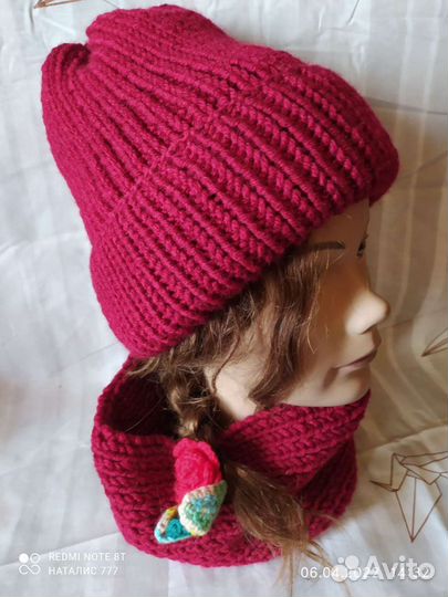 Комплект шапка и снуд женский