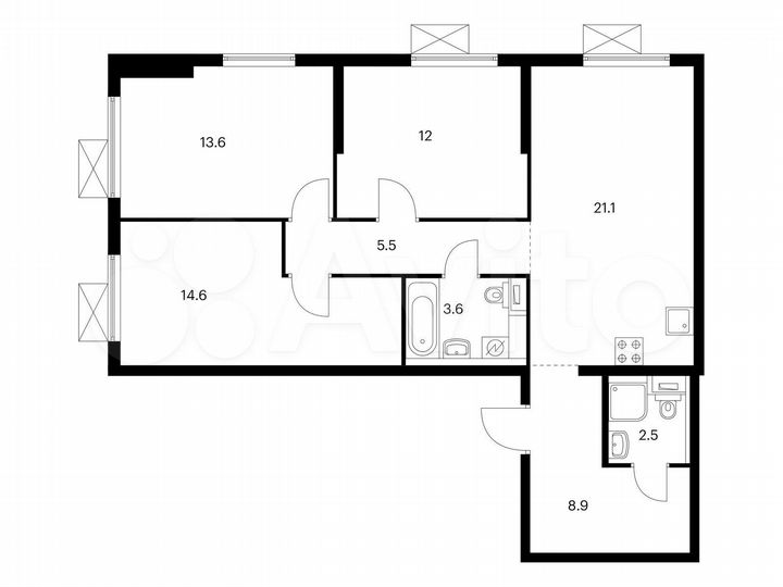 3-к. квартира, 81,8 м², 7/25 эт.