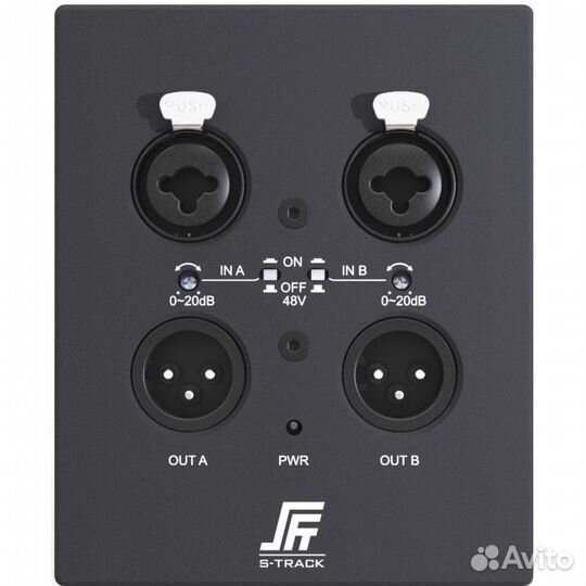 S-track Dpanel, Настенный интерфейс ввода/вывода dante 2х2, 2 входа XLR-M, 2 выхода XLR-F, PoE