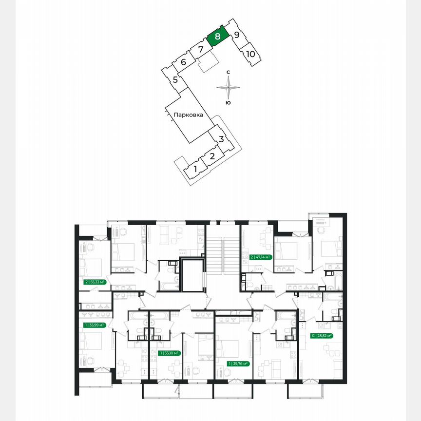 1-к. квартира, 39,8 м², 8/8 эт.