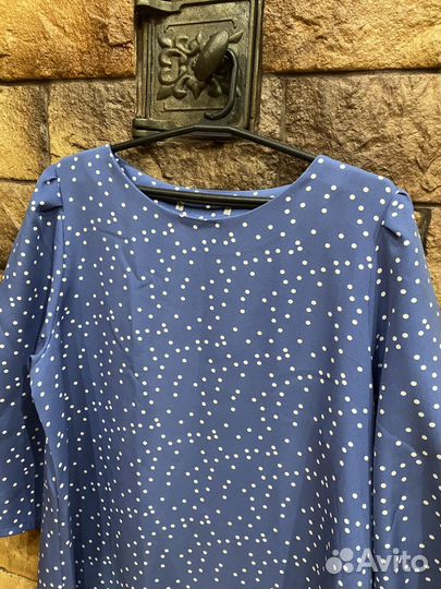 Платье в горошек 54 индиго