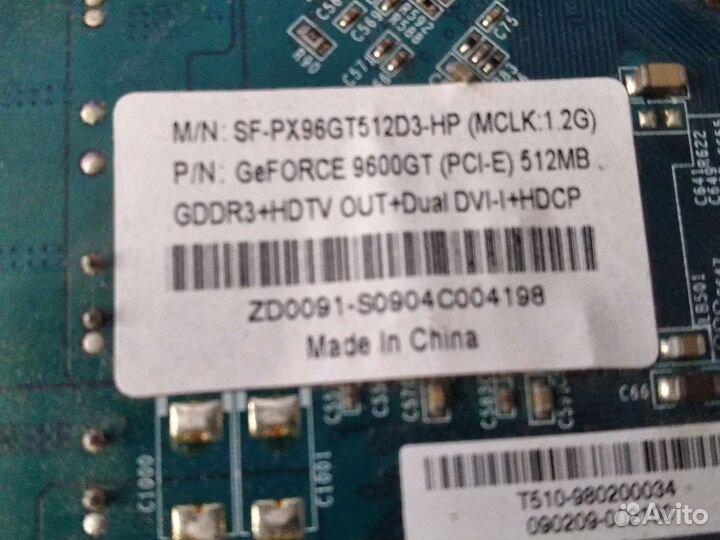 Видеокарта nvidia Geforce 9600gt 512mb