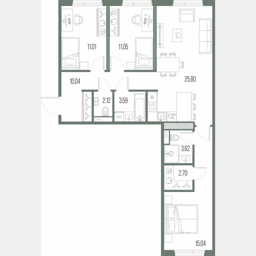 3-к. квартира, 85 м², 6/10 эт.