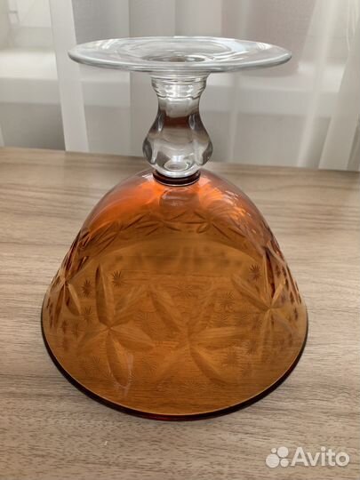 Ваза для фруктов на ножке цветное стекло СССР