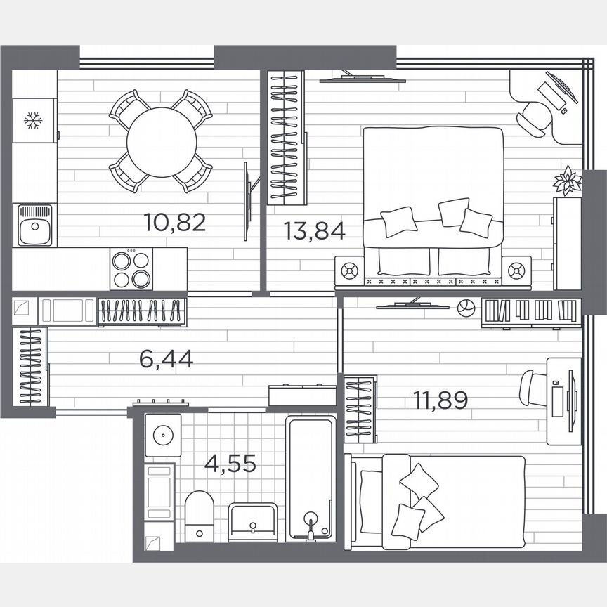 2-к. квартира, 47,5 м², 3/5 эт.