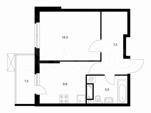 1-к. квартира, 38,3 м², 2/25 эт.