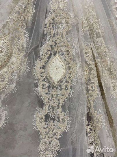 Итальянская штора тюль с медальоном 6.30см,жемчуг