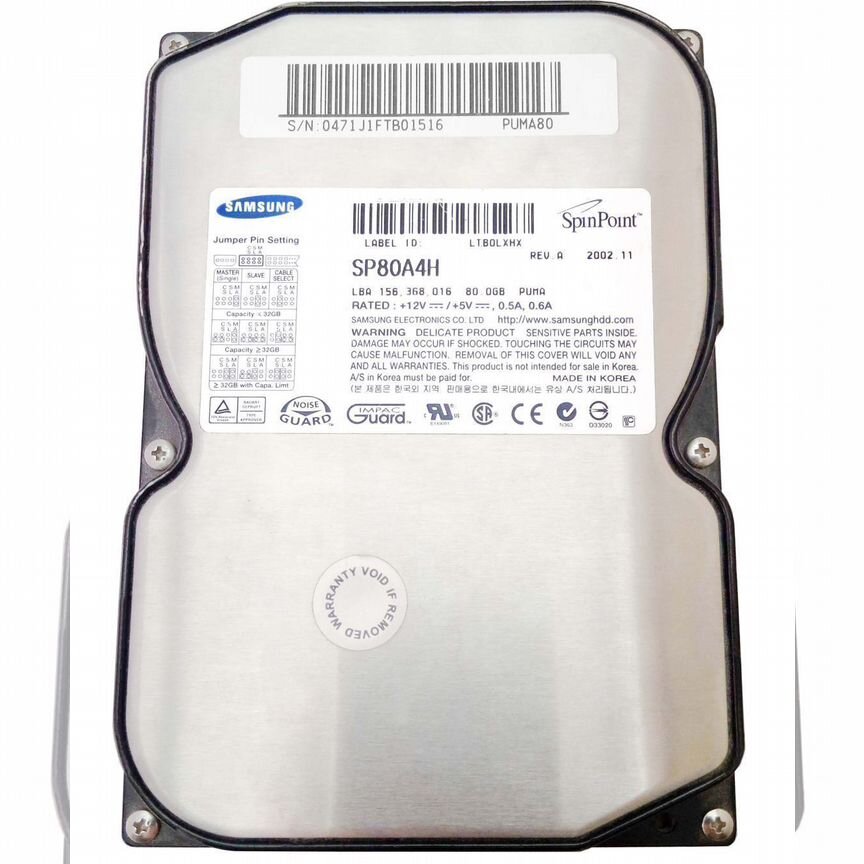 [SP80A4H] Жесткий Диск Samsung 80gb 7200 Ide 3,5" Sp80a4h
