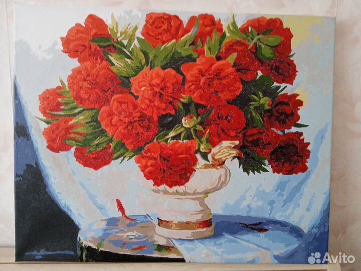 Картина. по номерам готовая цветы