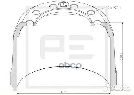 266.564-00A торм.барабан 311x190/207 H260.5 d