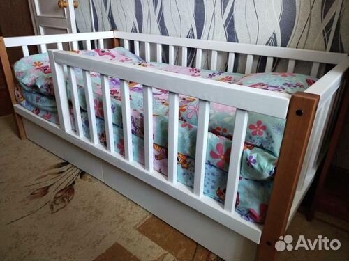 Кроватка берёза сингл от 2х лет с бортиком