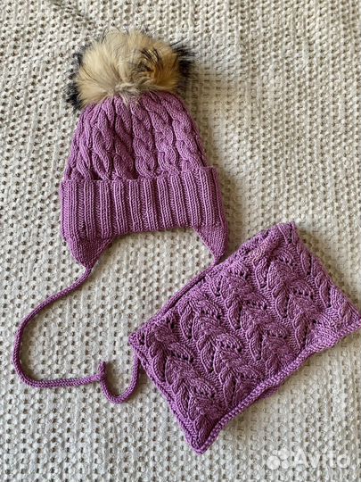 Комплект шапка и снуд зимний