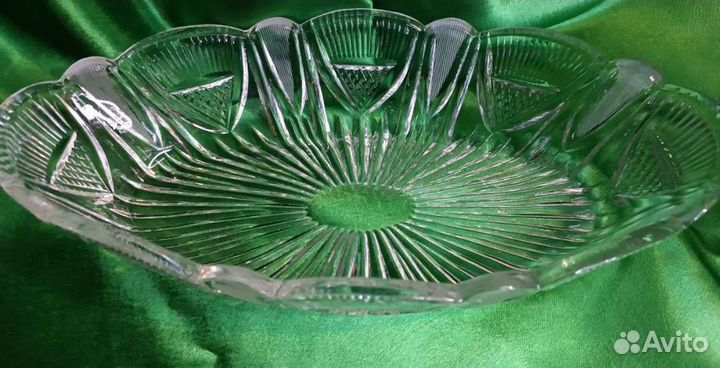 Ваза для фруктов овальная, хрусталь, СССР 70-90г