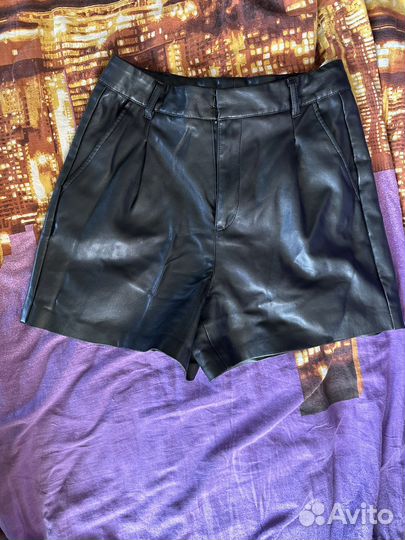 Шорты экокожа
